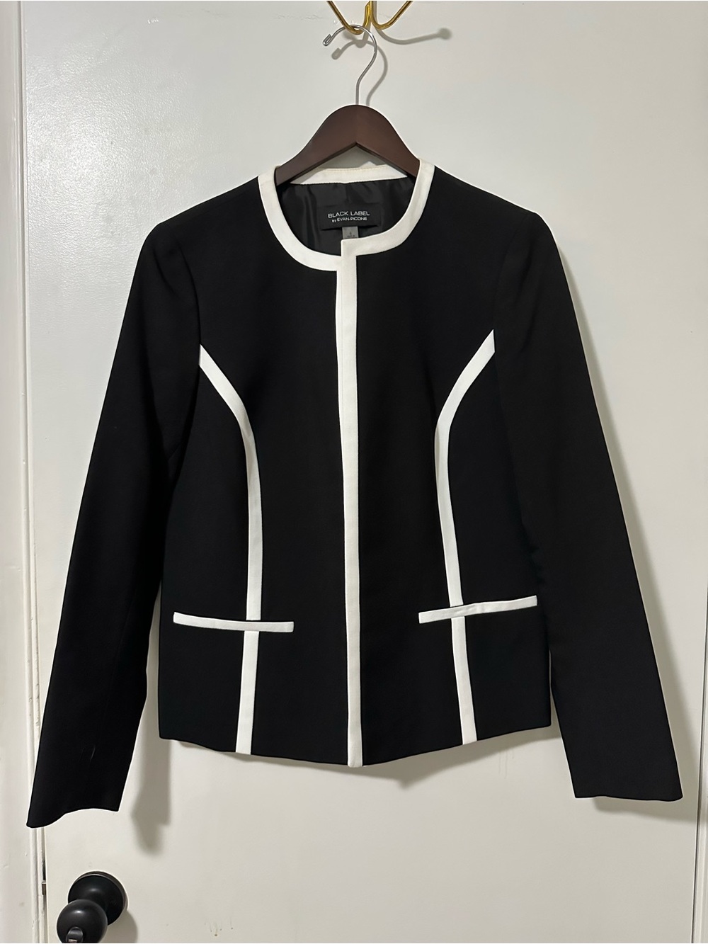 Evan Picone Black Jacket with White Trim
